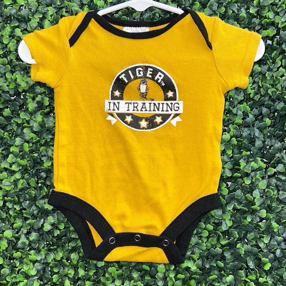 Mizzou mustard “Tiger in training” 0/3M one piece